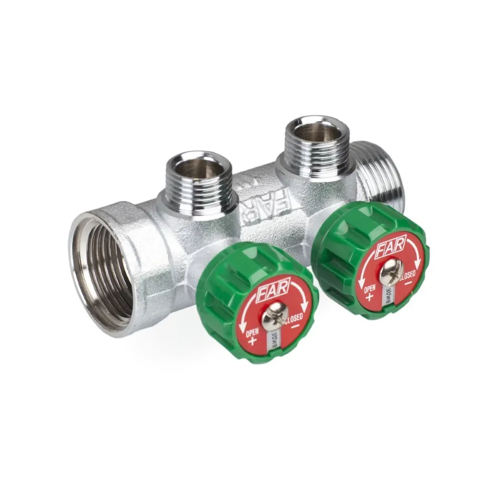 Коллектор регулирующий проходной 2 вых. (вр-нр) 1/2" тр арт. fk 3821 3412tp far