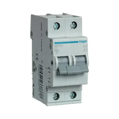 Автоматический выключатель hager, mc201,  2p с 1a 6 кa