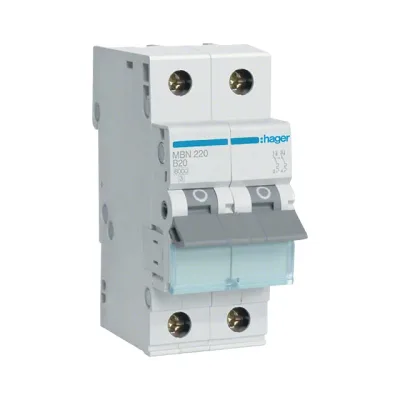 Автоматический выключатель hager, mbn220e, 2p b 20a 6 кa
