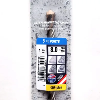 Бур по бетону alpen d 8,00x100x160 мм
