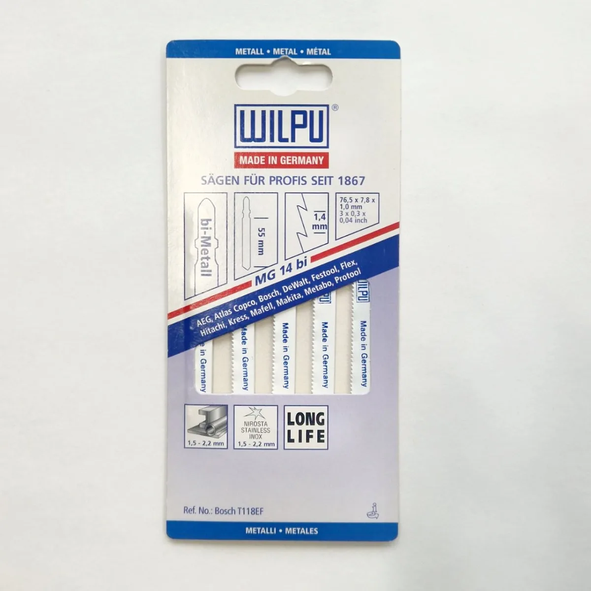 Пилки для лобзика Wilpu MG14 bi, 5 шт.