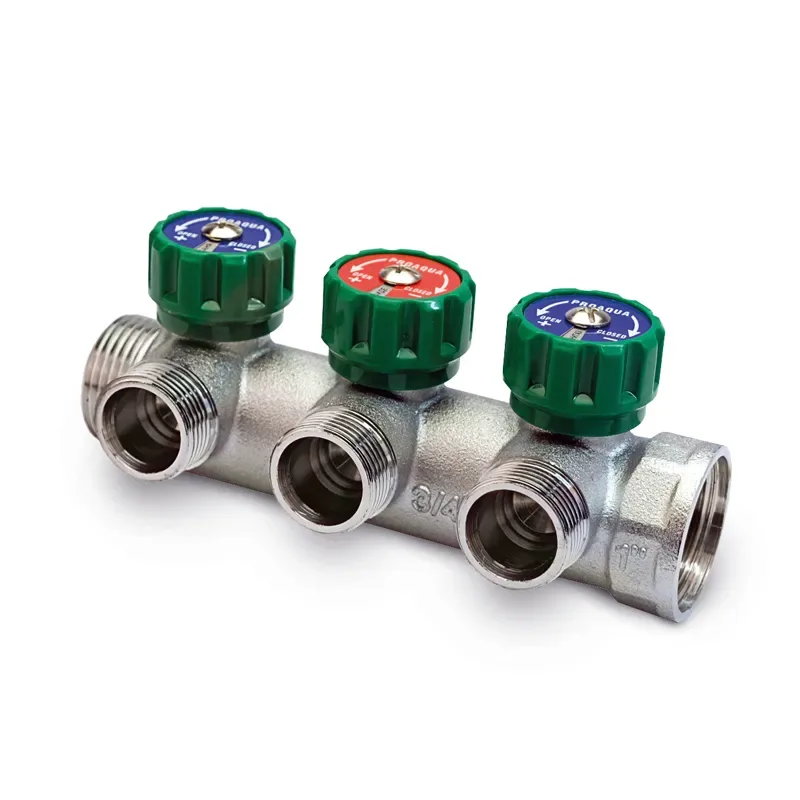 Коллектор лат. 1"х3/4" ек с регул. вентилями, евроконус 4 вых. pro aqua