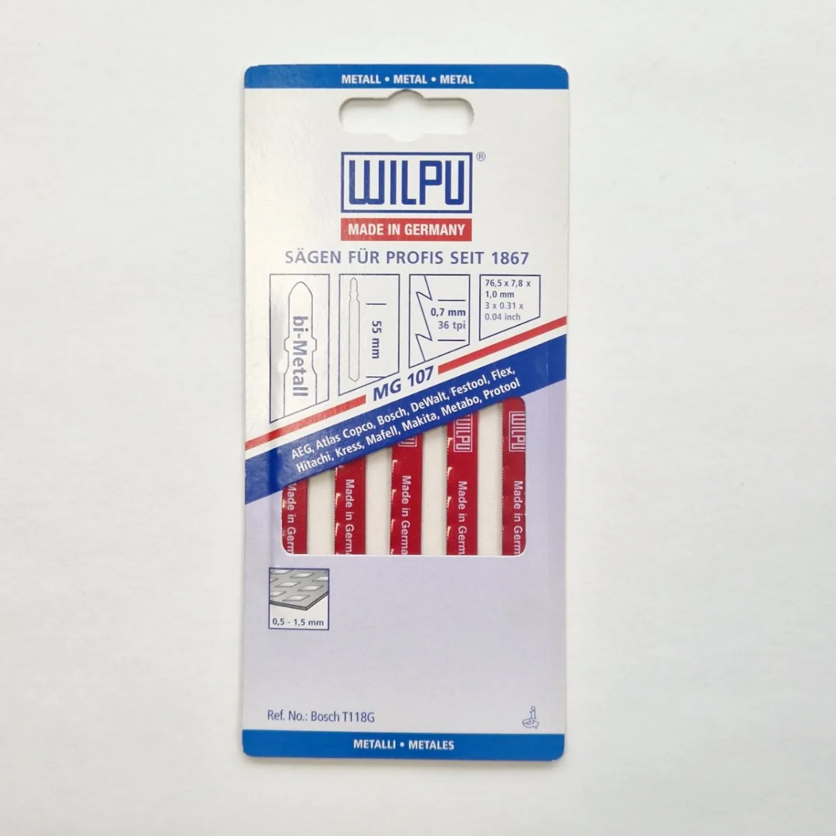 Пилки для лобзика Wilpu MG107, 5 шт.