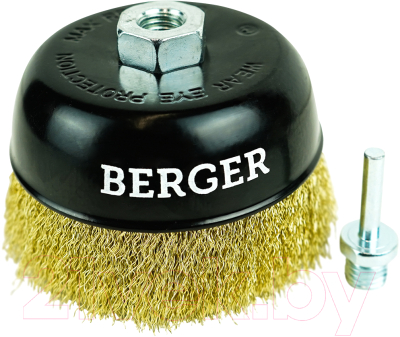 Щетка для электроинструмента BERGER Чашеобразная 125мм гайка М14 + хвостовик 6мм / BG1742