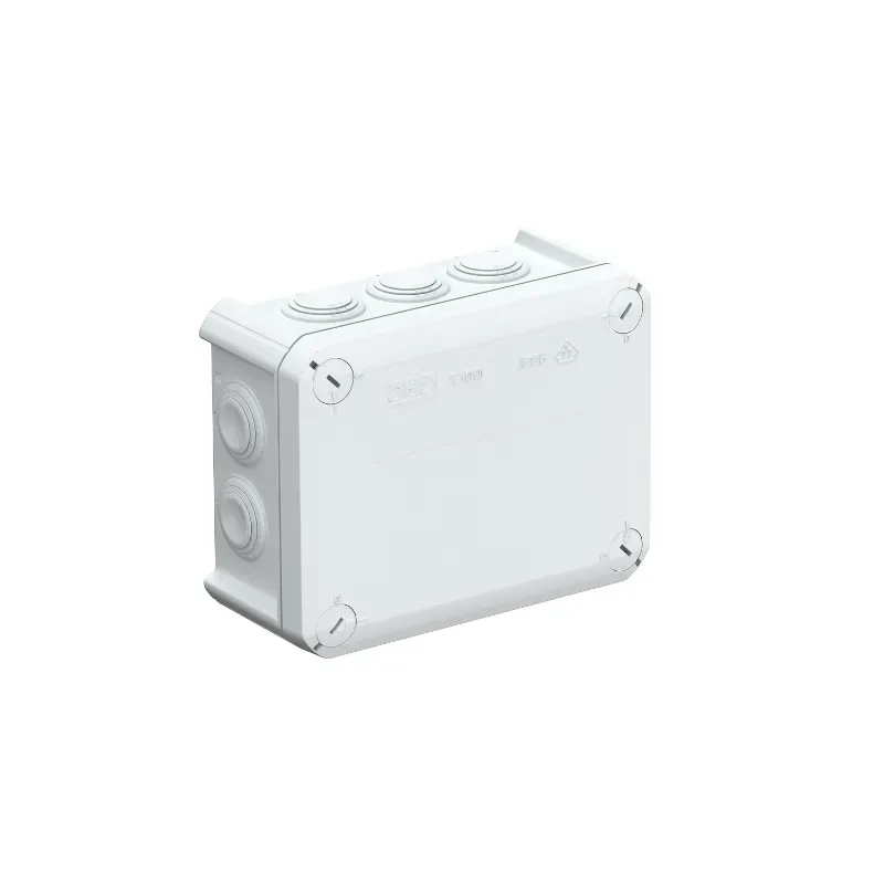 Коробка распред. t 100 без клемм, ip66, 150х116х67 мм, 10 вводов м25, серый, полипропилен