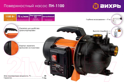 Центробежный насос Вихрь ПН-1100