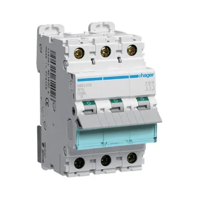 Автоматический выключатель hager, nbn316, 3p b 16a 10 кa