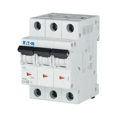 Автоматический выключатель Eaton, PL6, 286608, 3p D 2a 6 кa