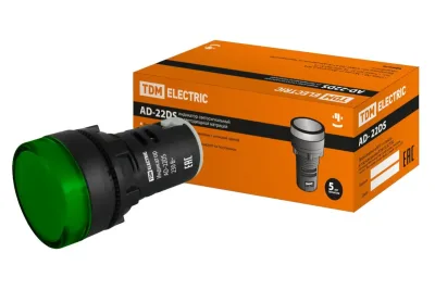 Лампа ad-22ds (led) матрица d22 мм зеленый 230в tdm