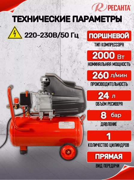 Воздушный компрессор Ресанта КП-24/260М
