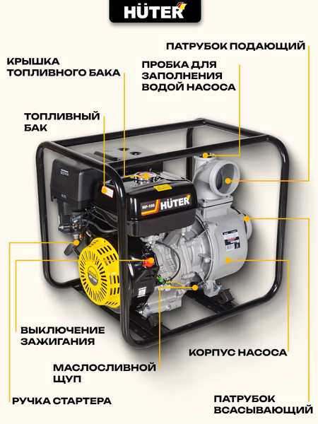 Мотопомпа Huter MP-100