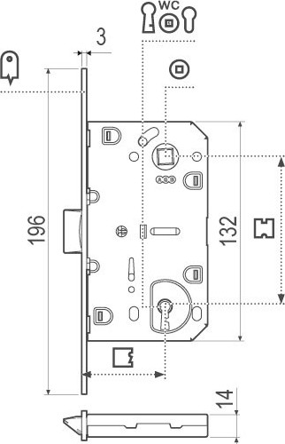 Замок врезной AGB 06103.50.91