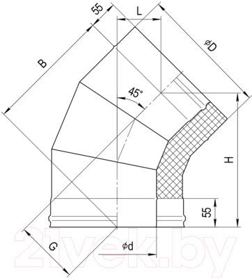 Поворот для труб Ferrum 135° 430/0.8мм Ф160x250 / f4137