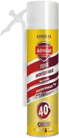 Пена монтажная Admiral Бытовая выход пены - 55 л Всесезонная (Объем балона - 1000мл)